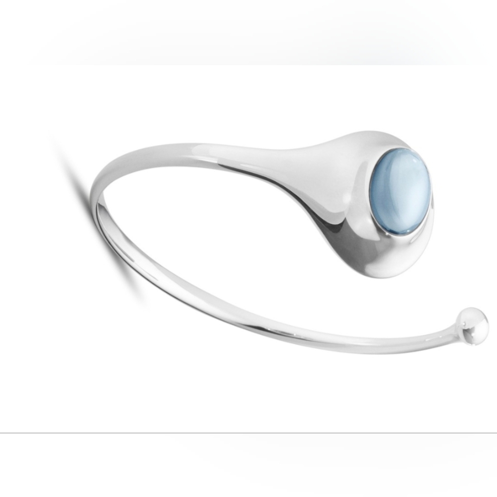 Georg Jensen Denmark Vivianna 269 Sterling Silver and Blue Topaz Cuff Bracelet.